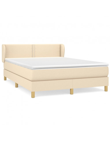 Giroletto a Molle con Materasso Crema 140x19 cm in Tessuto