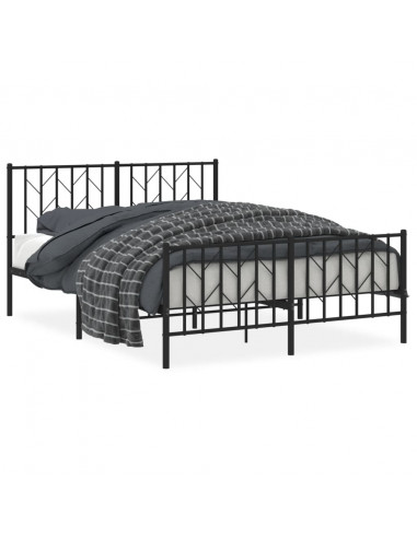 Giroletto con Testiera e Pediera Metallo Nero 135x190 cm