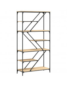 Libreria Rovere Sonoma 91x36x176 cm Legno Multistrato e Acciaio 2