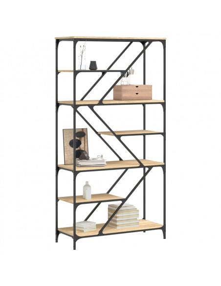 Libreria Rovere Sonoma 91x36x176 cm Legno Multistrato e Acciaio