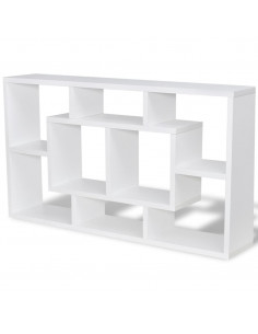 Espositore da Parete Galleggiante 8 Scomparti Bianco 2