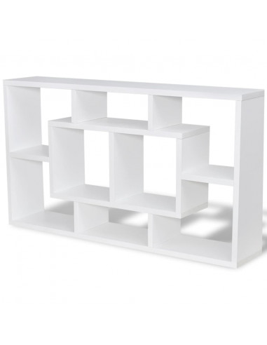 Espositore da Parete Galleggiante 8 Scomparti Bianco