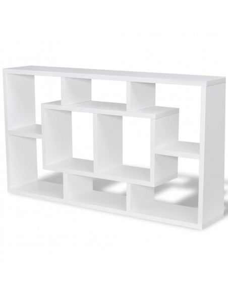 Espositore da Parete Galleggiante 8 Scomparti Bianco