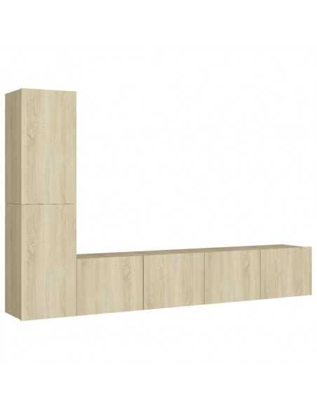 Set di Mobili TV 4 pz Rovere Sonoma in Legno Multistrato