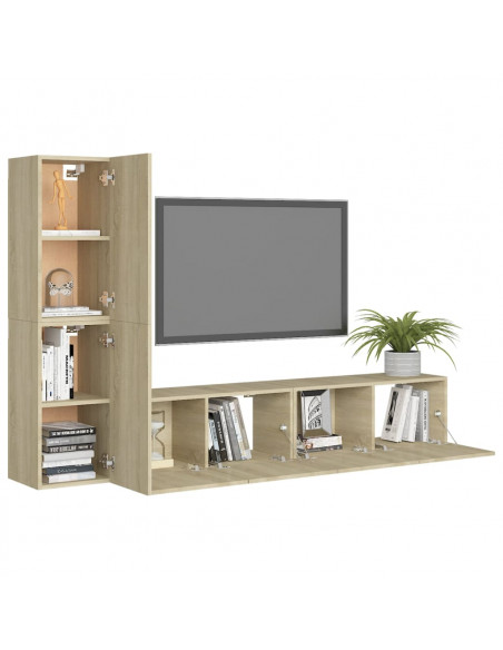 Set di Mobili TV 4 pz Rovere Sonoma in Legno Multistrato