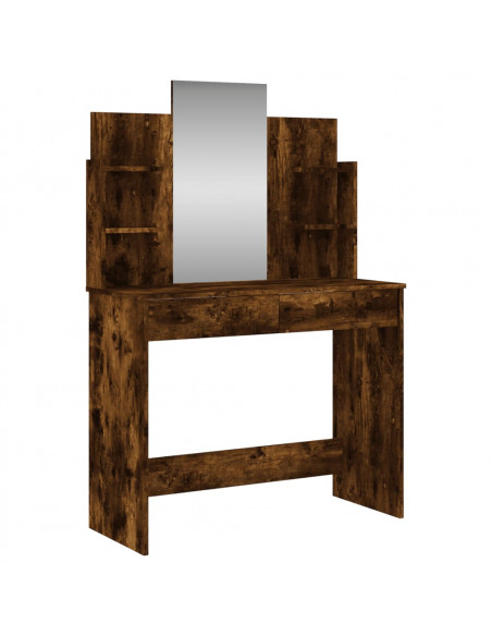 Toeletta con Specchio Rovere Fumo 96x39x142 cm