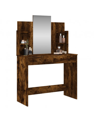 Toeletta con Specchio Rovere Fumo 96x39x142 cm