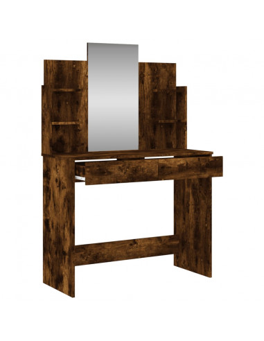 Toeletta con Specchio Rovere Fumo 96x39x142 cm