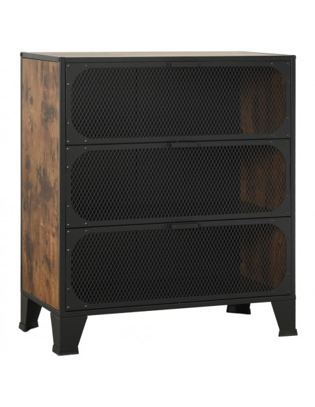 Armadietto Marrone Rustico 72x36x82 cm in Metallo e MDF