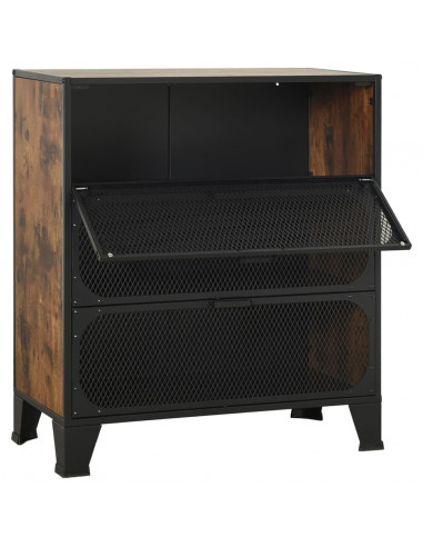 Armadietto Marrone Rustico 72x36x82 cm in Metallo e MDF