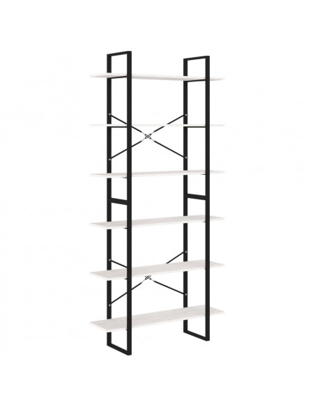 Scaffale Alto Bianco 100x30x210 cm in Legno Massello di Pino