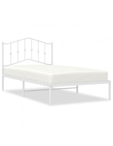 Giroletto con Testiera Metallo Bianco 100x190 cm