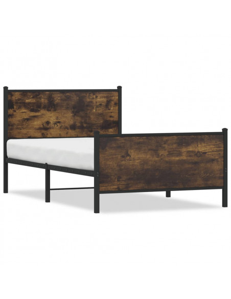 Giroletto con Testiera e Pediera Metallo Rovere Fumo 100x190 cm