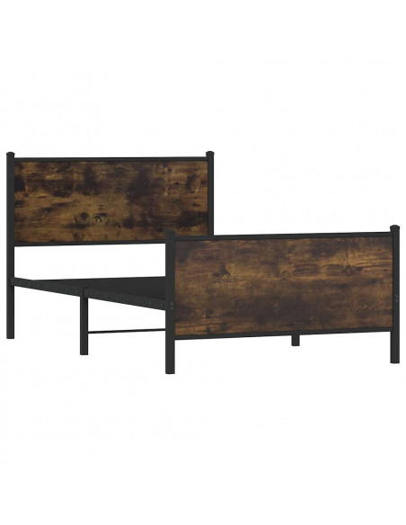 Giroletto con Testiera e Pediera Metallo Rovere Fumo 100x190 cm