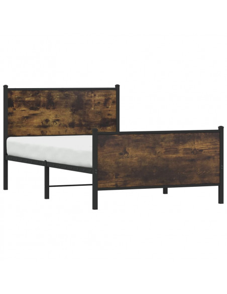 Giroletto con Testiera e Pediera Metallo Rovere Fumo 100x190 cm