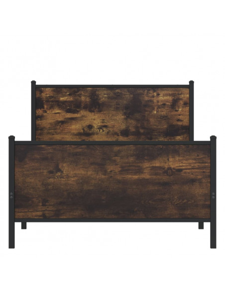 Giroletto con Testiera e Pediera Metallo Rovere Fumo 100x190 cm