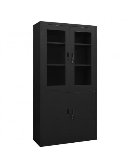 Armadio per Ufficio Nero 90x40x180 cm in Acciaio