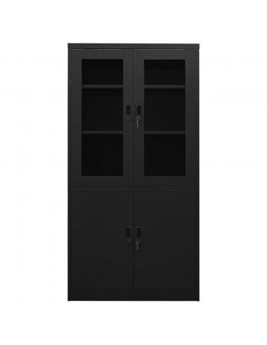 Armadio per Ufficio Nero 90x40x180 cm in Acciaio