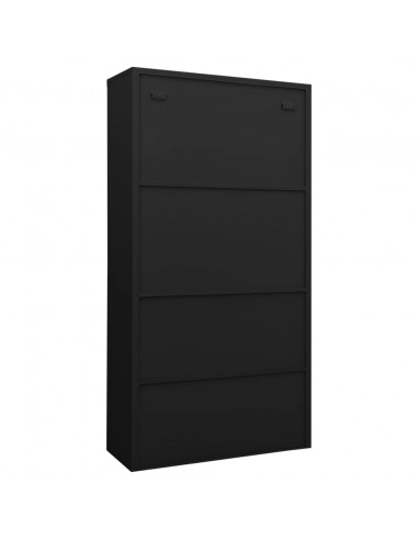 Armadio per Ufficio Nero 90x40x180 cm in Acciaio
