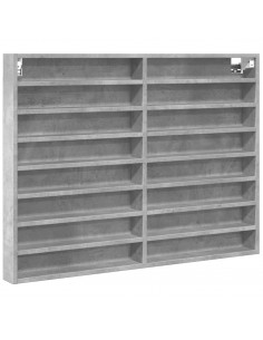 Armadietto Vetrina Grigio Cemento 100x8,5x75 cm Multistrato 2