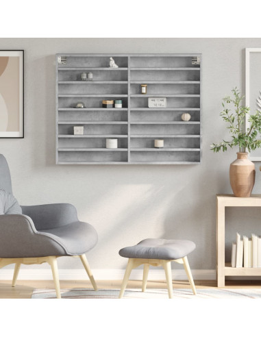 Armadietto Vetrina Grigio Cemento 100x8,5x75 cm Multistrato