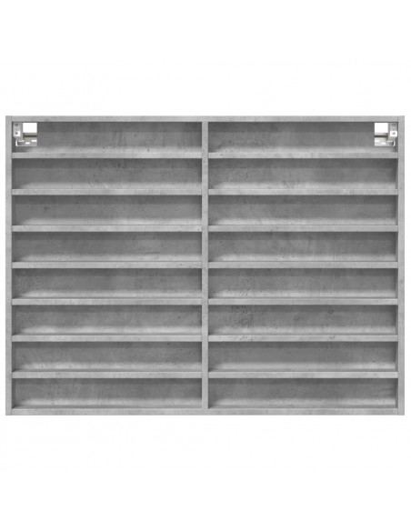 Armadietto Vetrina Grigio Cemento 100x8,5x75 cm Multistrato