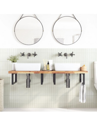 Piano da Bagno Non Trattato 120x50x4cm Legno Massello di Acacia