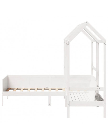Set Dormeuse e Panca con Tetto Bianco 90x190cm Massello Pino