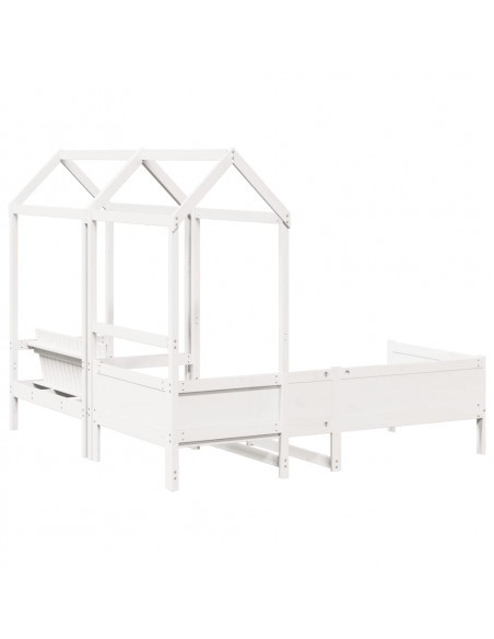 Set Dormeuse e Panca con Tetto Bianco 90x190cm Massello Pino