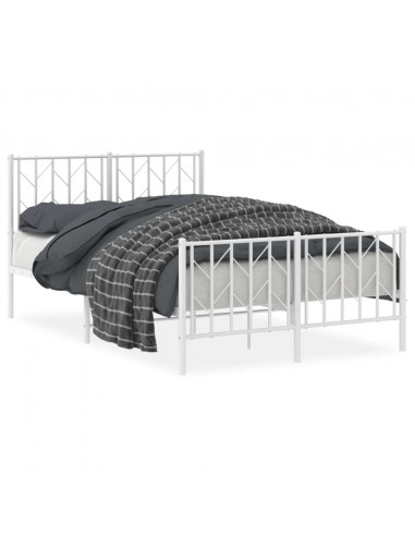Giroletto con Testiera e Pediera Metallo Bianco 120x190 cm