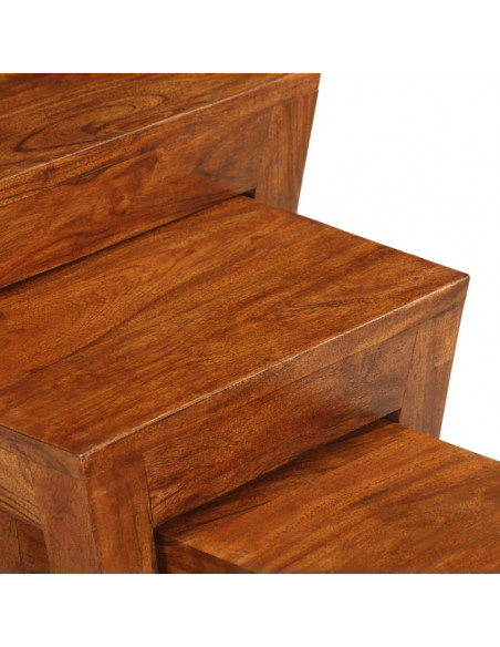Tavolini Impilabili 3 pz Massello di Acacia 50x35x50 cm Marrone