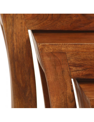 Tavolini Impilabili 3 pz Massello di Acacia 50x35x50 cm Marrone