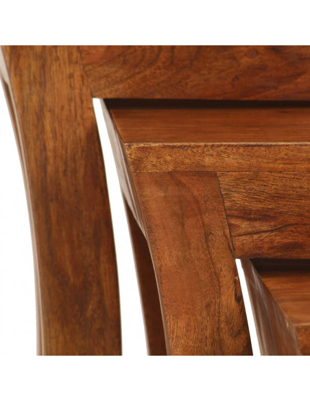 Tavolini Impilabili 3 pz Massello di Acacia 50x35x50 cm Marrone