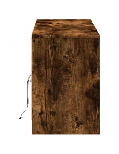 Mobile Porta TV con LED Rovere Fumo 139,5x34x50cm in Truciolato