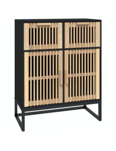 Credenza Nera 60x30x75 cm in Legno Multistrato 2