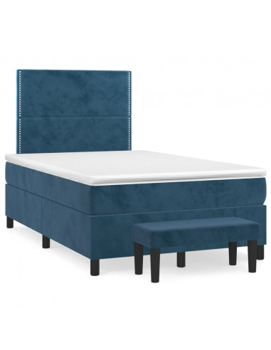 Giroletto a Molle con Materasso Blu Scuro 120x200 cm in Velluto