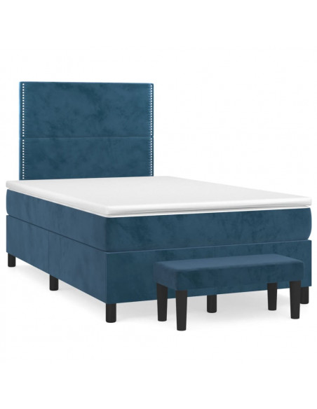 Giroletto a Molle con Materasso Blu Scuro 120x200 cm in Velluto