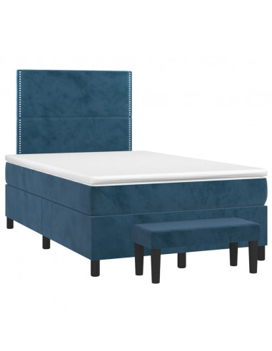 Giroletto a Molle con Materasso Blu Scuro 120x200 cm in Velluto