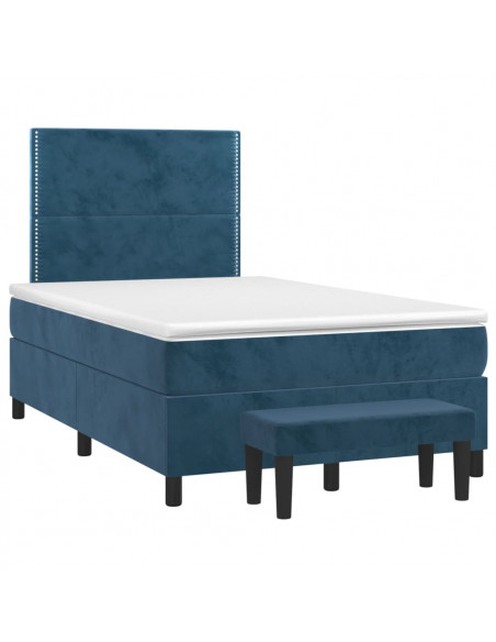 Giroletto a Molle con Materasso Blu Scuro 120x200 cm in Velluto