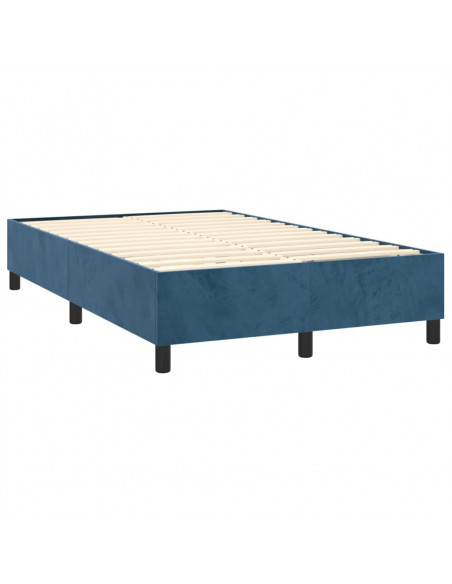 Giroletto a Molle con Materasso Blu Scuro 120x200 cm in Velluto