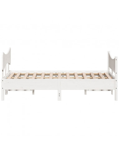 Giroletto con Testiera Bianco 140x200 cm Legno Massello di Pino