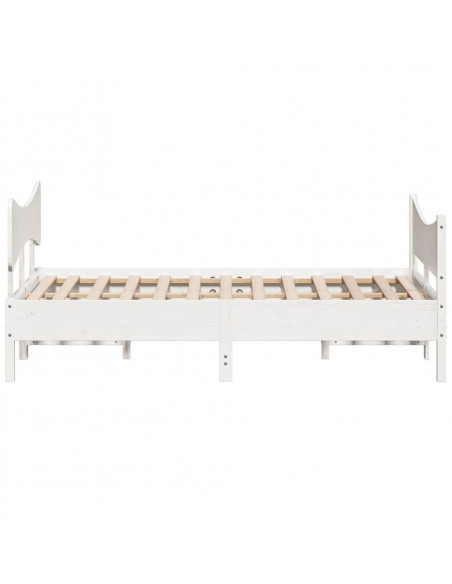 Giroletto con Testiera Bianco 140x200 cm Legno Massello di Pino