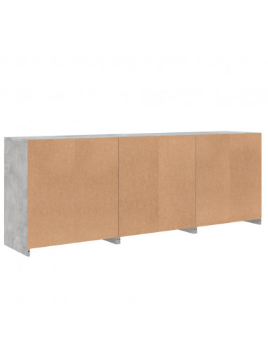Credenza con Luci LED Grigio Cemento 181,5x37x67 cm