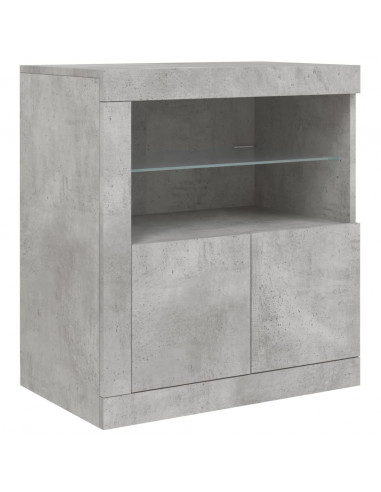 Credenza con Luci LED Grigio Cemento 181,5x37x67 cm