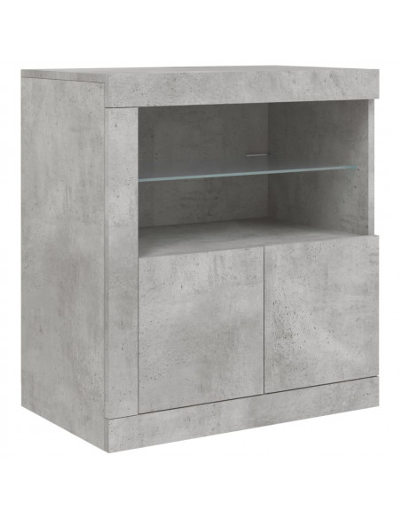Credenza con Luci LED Grigio Cemento 181,5x37x67 cm