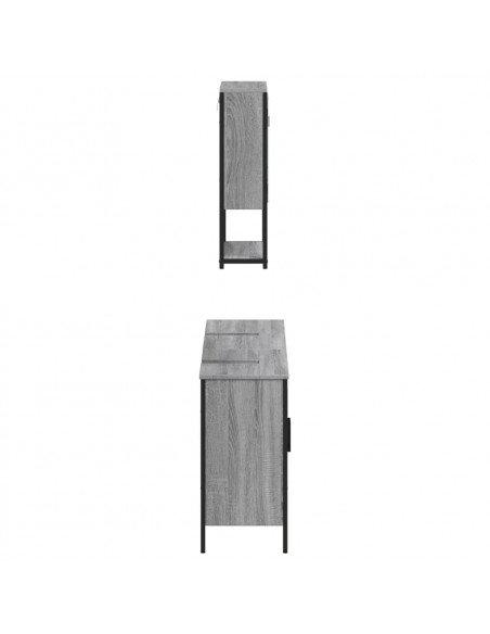 Set Mobili da Bagno 3 pz Grigio Sonoma in Legno Multistrato