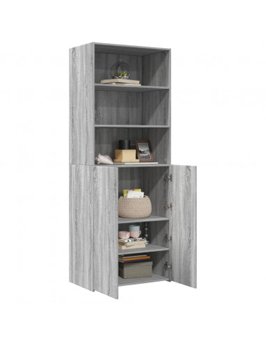 Credenza Grigio Sonoma 70x42,5x185 cm in Legno Multistrato