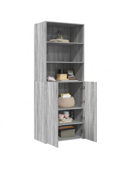 Credenza Grigio Sonoma 70x42,5x185 cm in Legno Multistrato