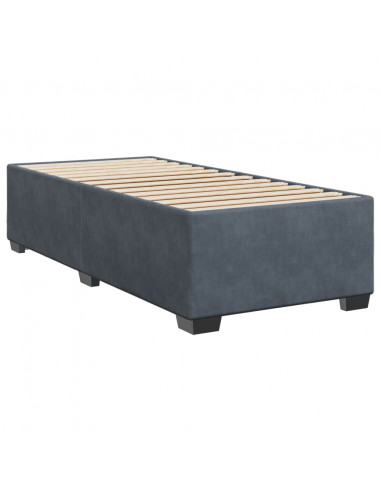 Giroletto a Molle con Materasso Grigio Scuro 90x200 cm Velluto