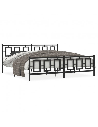 Giroletto con Testiera e Pediera Metallo Nero 193x203 cm